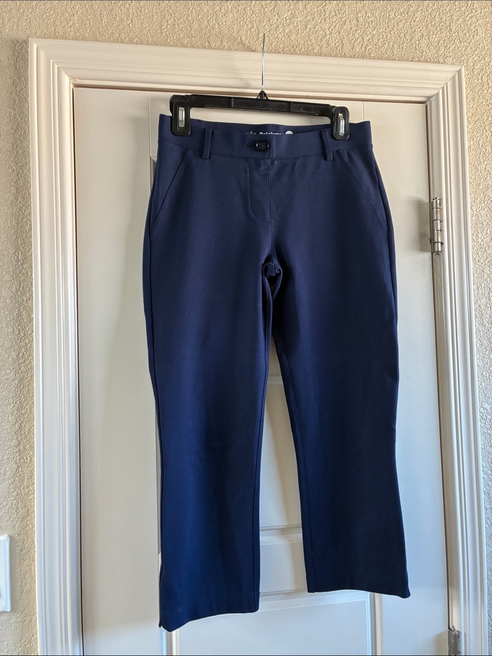 Betabrand Navy Cropped Stretch Pants